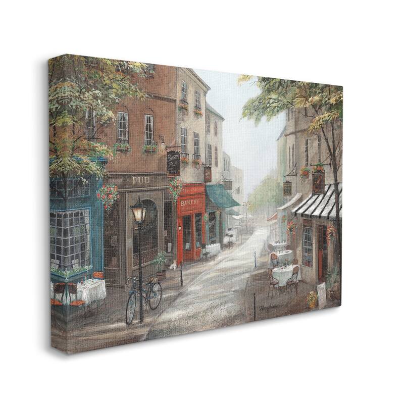 Stupell Classic European Urban Street Vintage Bistro Architecture Canvas Wall Art - Red