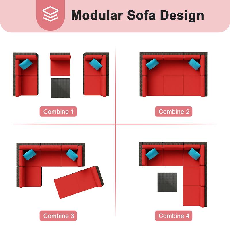 Futzca 6 Piece Patio Furniture Conversation Set with Pillow