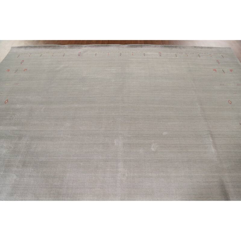 Striped Gabbeh Square Area Rug Handmade Wool Carpet - 9'8"x 9'8"