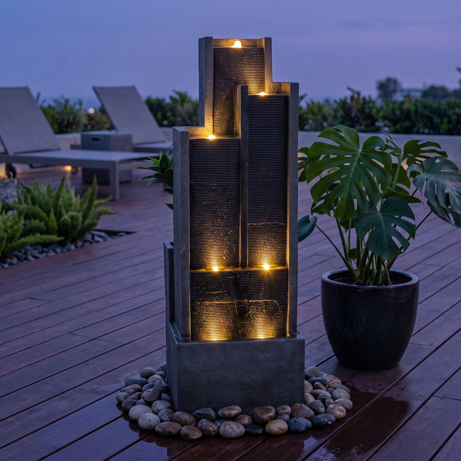 42.5" H Traditional Outdoor Water Fountain with Pineapple Finial