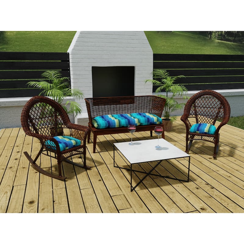 Outdoor Wicker Cushion Set for Bench and 2 Seats - 18'' L x 44'' W x 4'' H