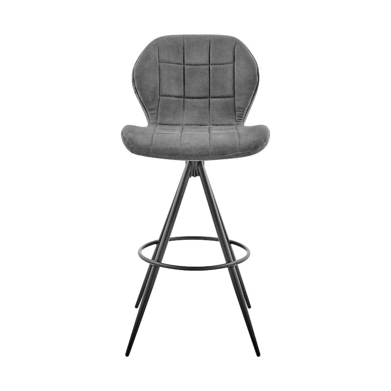 Charcoal Fabric Bar Height Chair with Backrest, Footrest and Black Iron Frame