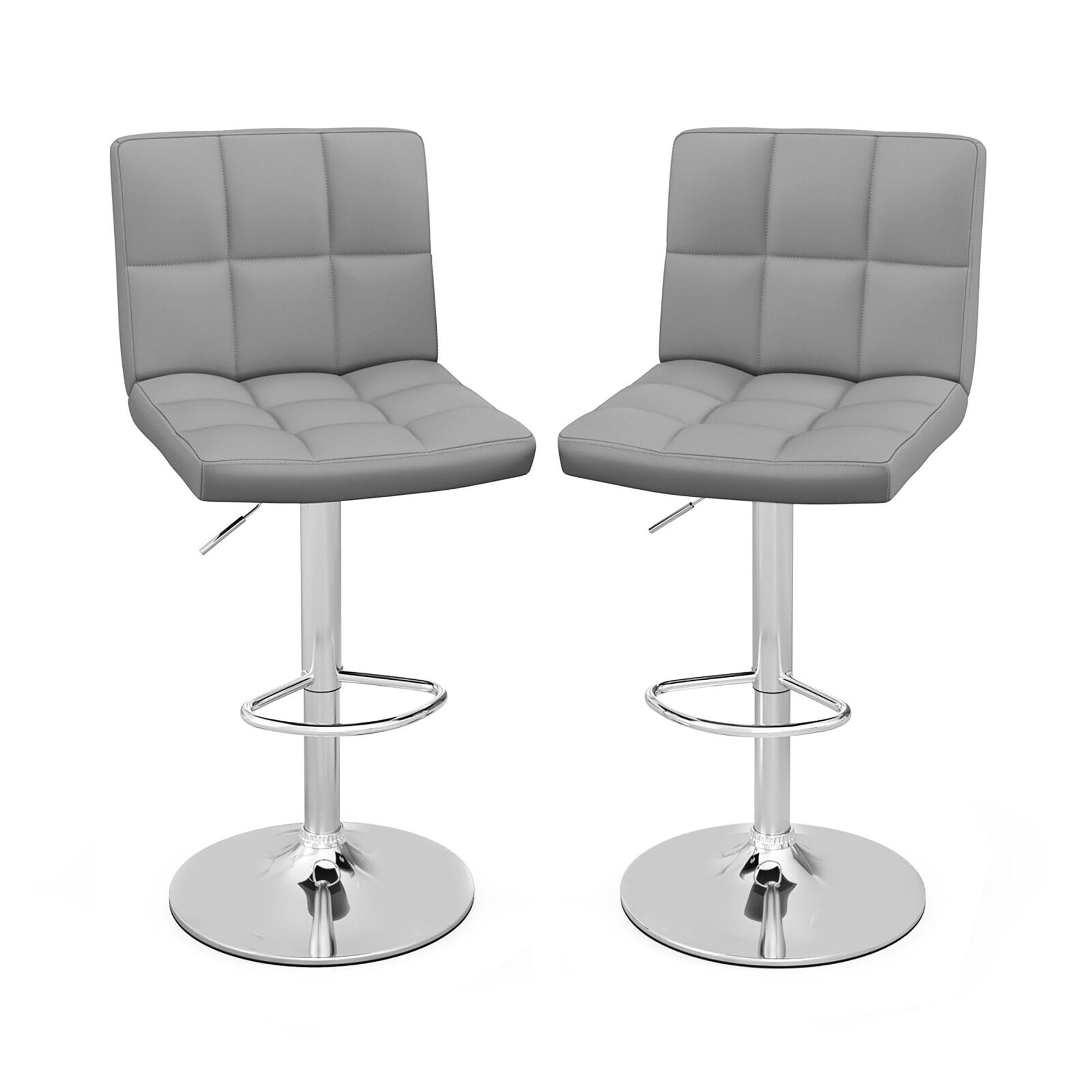 Gymax Set of 2 Adjustable Swivel Bar Stool Counter Height Bar Chair PU