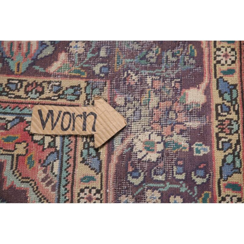 Hand Knotted Oriental 100% Wool Carpet Traditional Floral Pink Tabriz Area Rug - 9' 11'' X 6' 5''