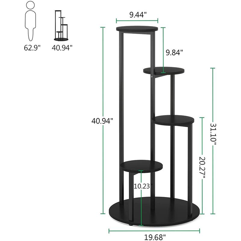 Corner Plant Stand Indoor, 4-tier Tall Plant Shelf Holders Round Board