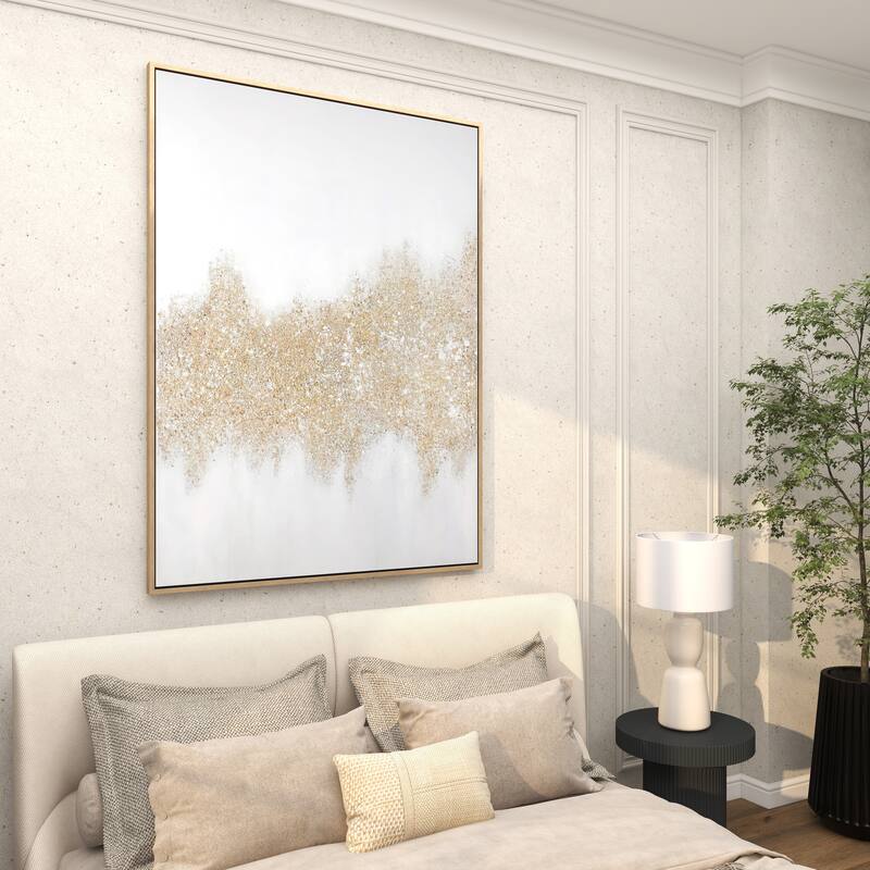 CosmoLiving by Cosmopolitan Canvas Glitter Flakes Geode Living Room Framed Wall Art with Gold Frame