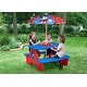 preview thumbnail 5 of 3, Disney Mickey Mouse 4 Seat Activity Picnic Table with Umbrella and LEGO Compatible Tabletop