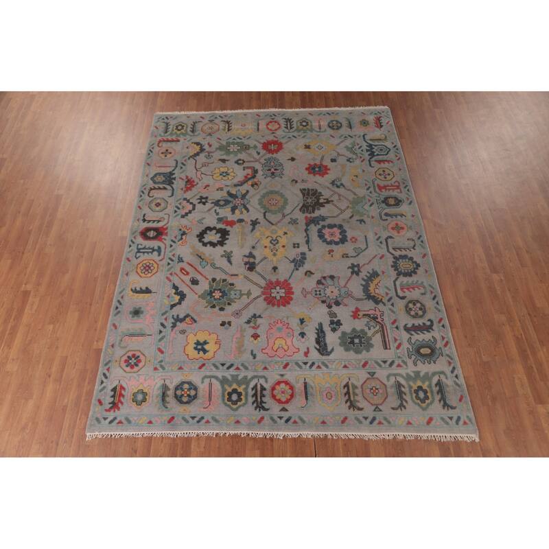 Transitional Floral Oushak Area Rug Handmade Oriental Wool Carpet - 7'11"x 10'4"