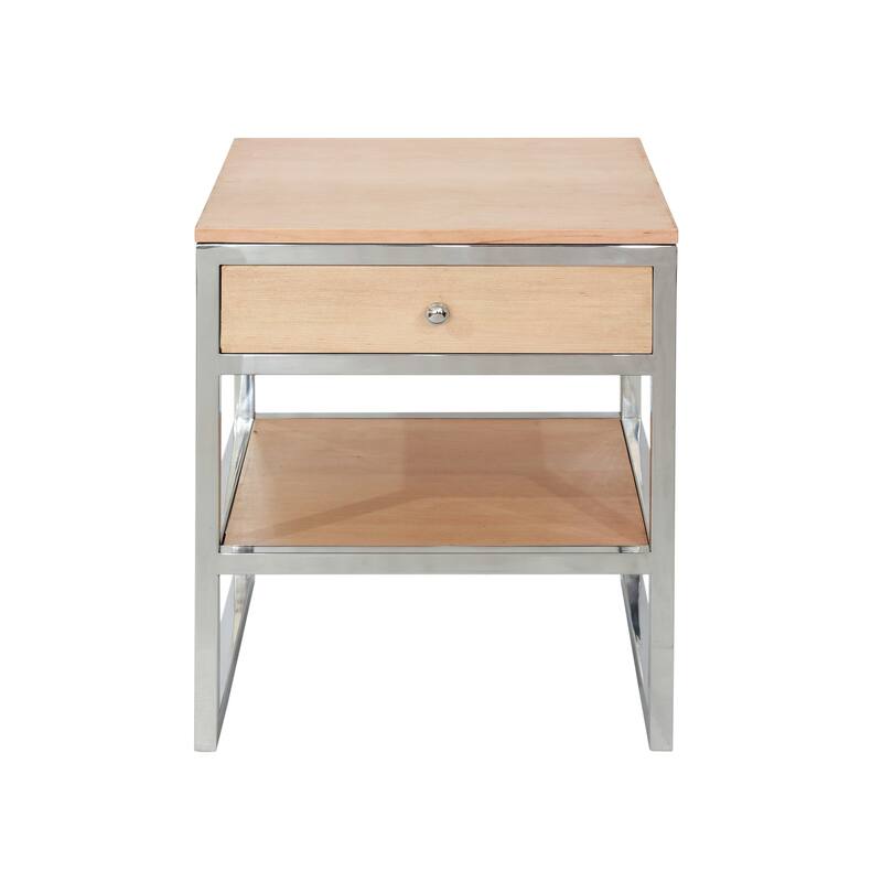 Pasargad Home Haven Modern Side Table with Drawer - W19.5" x D19.5" x H24"