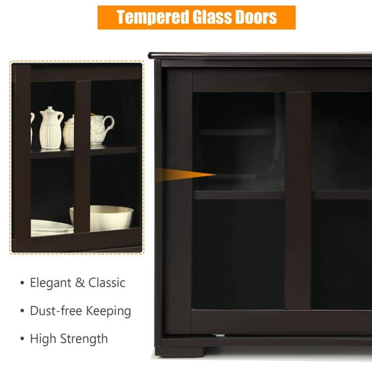 Sideboard Buffet Cupboard Storage Cabinet with Sliding Door - 42" x 13.0" x 24.5" (L x W x H)