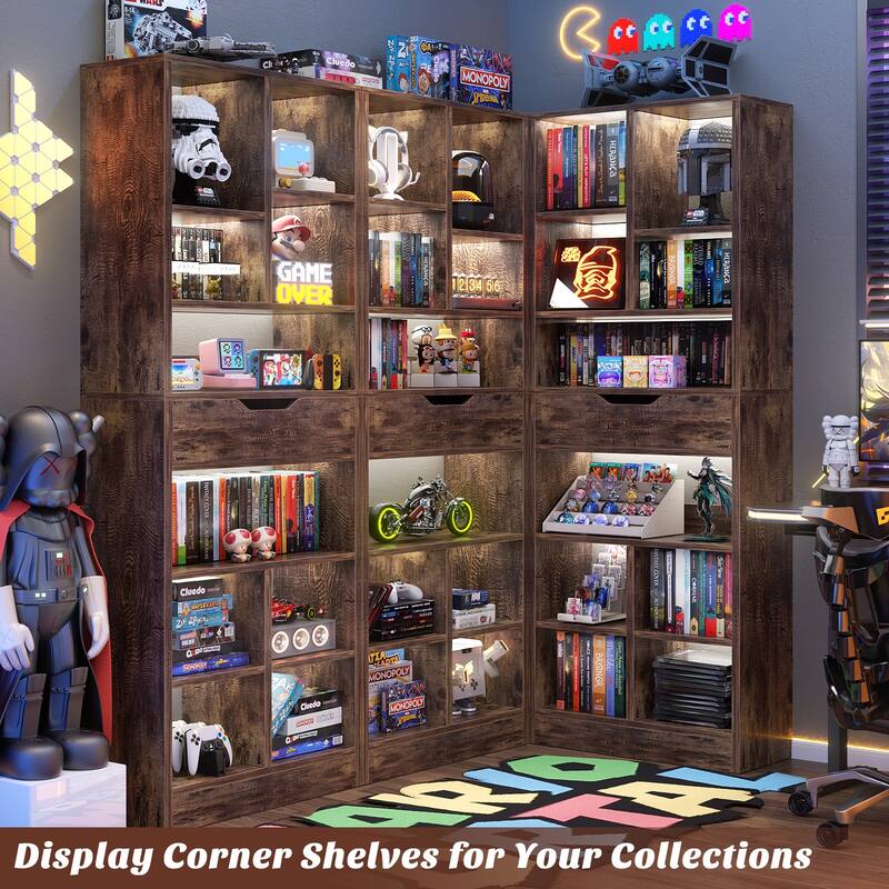 Freestanding 74" Tall Bookcase with Drawer,8-Tier Bookshelf Open Display Shelves for Living Room Home Office, Bedroom