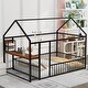 preview thumbnail 6 of 6, Full Size Metal House Bed with Desk, Shelves, Power Outlets and USB Ports Black