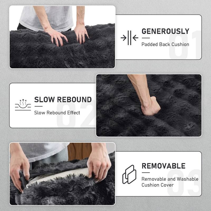 93" Velvet King Size Chaise Lounge Sofa Bed Sleeper Sofa with Dual Mattress