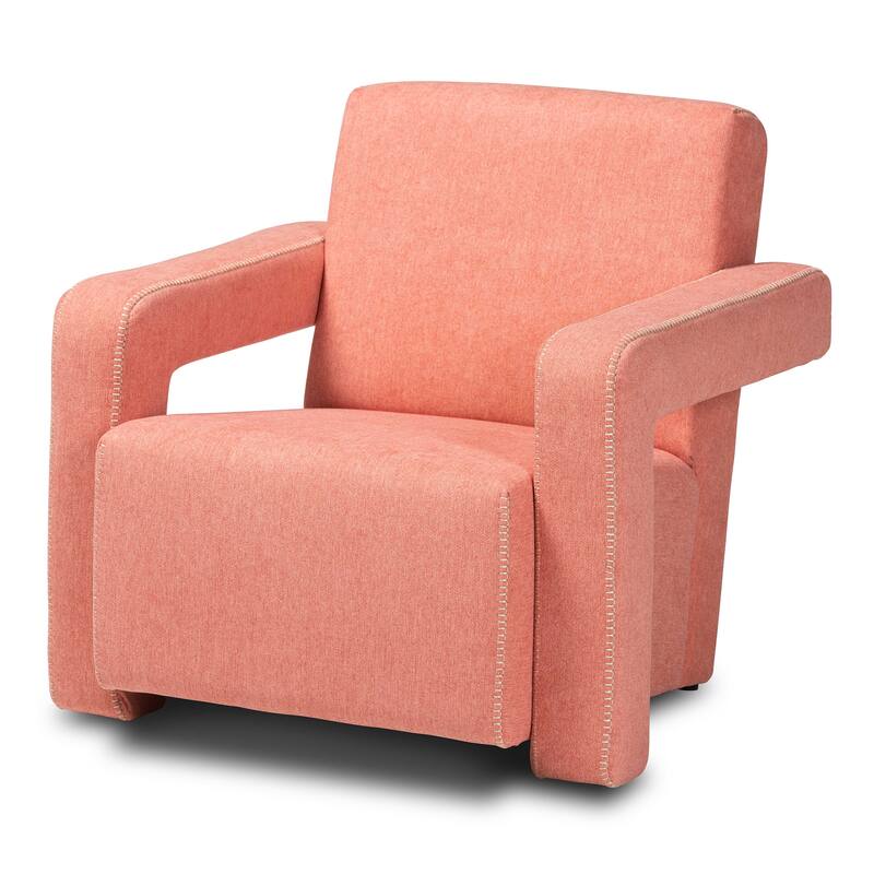 Madian Modern & Contemporary Light Red Fabric Upholstered Armchair - Light Red