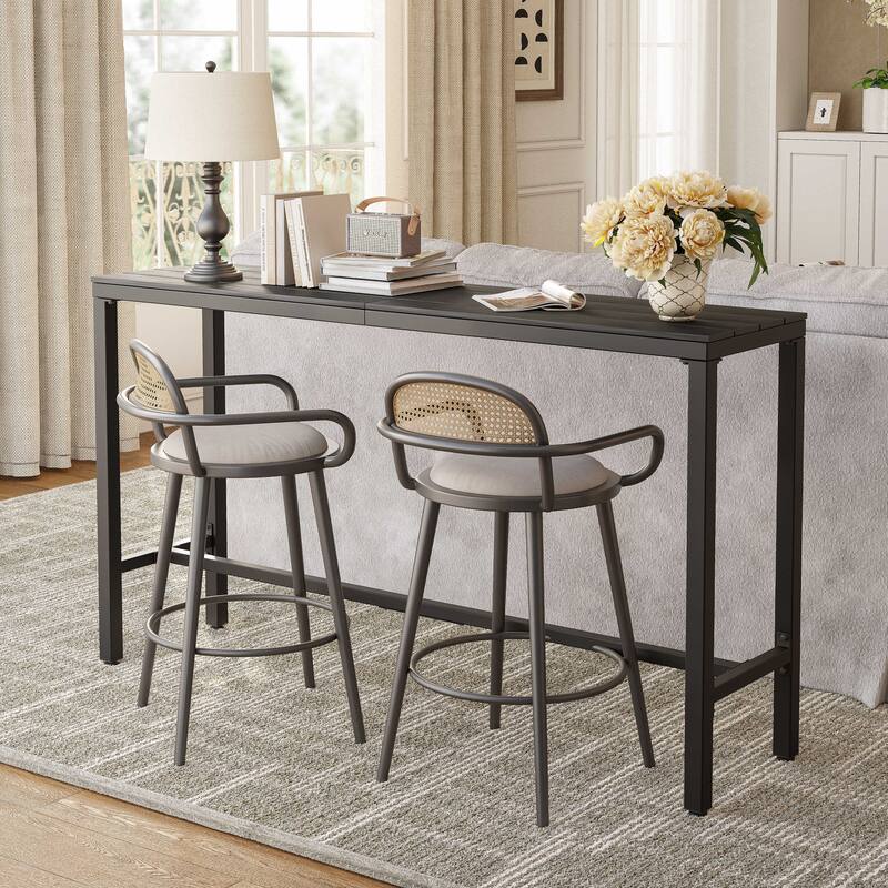 Pellebant Patio Outdoor Bar Table Rectangle Pub Table Dining Table