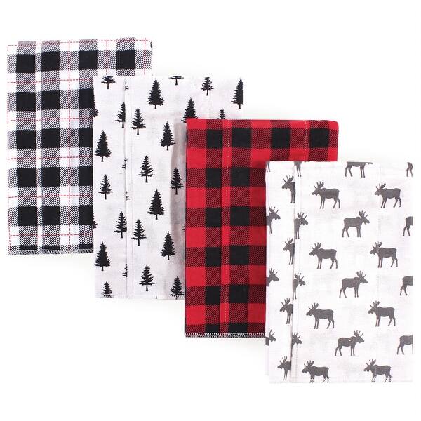 slide 1 of 1, Hudson Baby Infant Boy Cotton Flannel Burp Cloths 4pk, Moose, One Size - Moose - One Size One Size - Moose