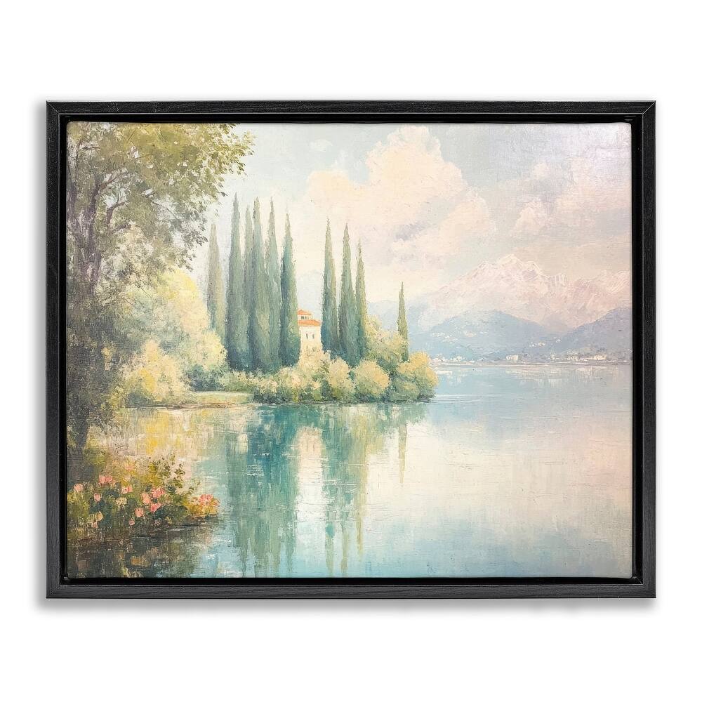 Stupell Lakeside Mansion View Framed Floater Canvas Wall Art Design By Petal Prints Design