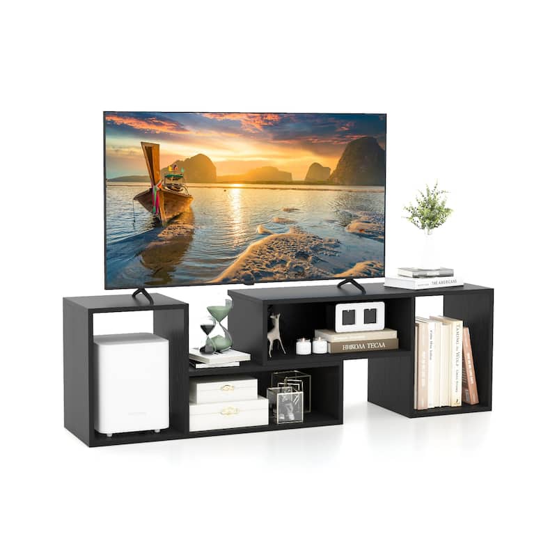 Engineered Wood Adjustable TV Stand with Storage Cubes and Expandable Shelves - 43.5"-62.5" L x 12" W x 16" H