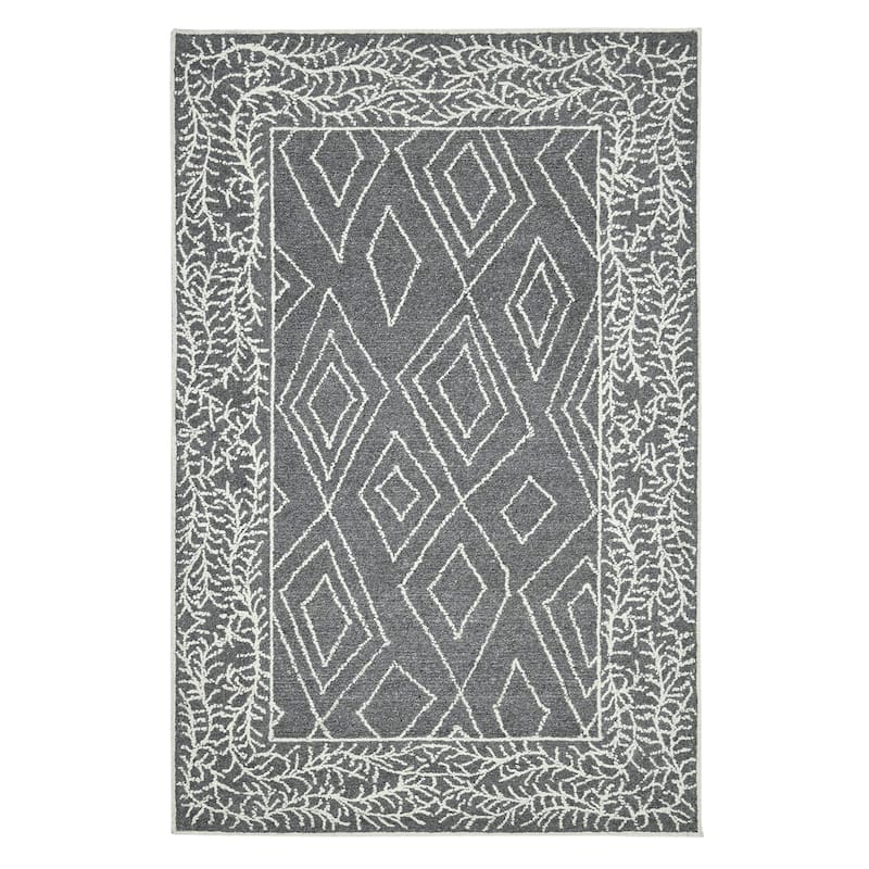 Bakari Oxbow Dark Gray Hand-Hooked Wool Area Rug