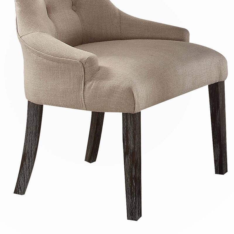 Beige and Weathered Espresso Tufted Side Chair (Set of 2)