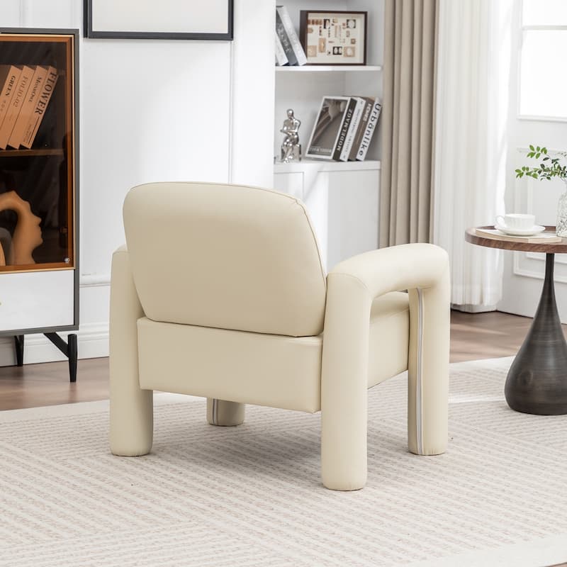 SEYNAR Modern PU Leather Accent Chair with Tubular Multifunctional Legs for Living Room