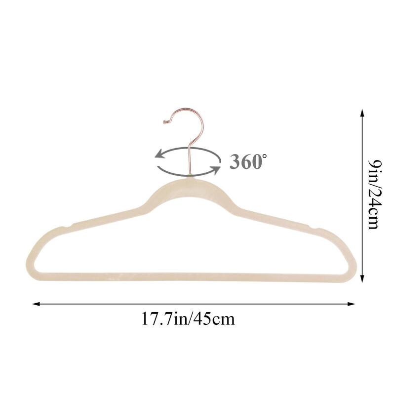 VECELO Mackaylee Velvet Hangers, Non Slip Standard Clothes Hanger Set, Heavy Duty Ivory Hangers(30/50/60/100 Pack)
