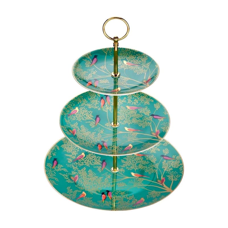 Portmeirion Sara Miller London Chelsea 3 Tier Cake Stand - 10.5", 8", 6" - 10.5", 8", 6" - Green