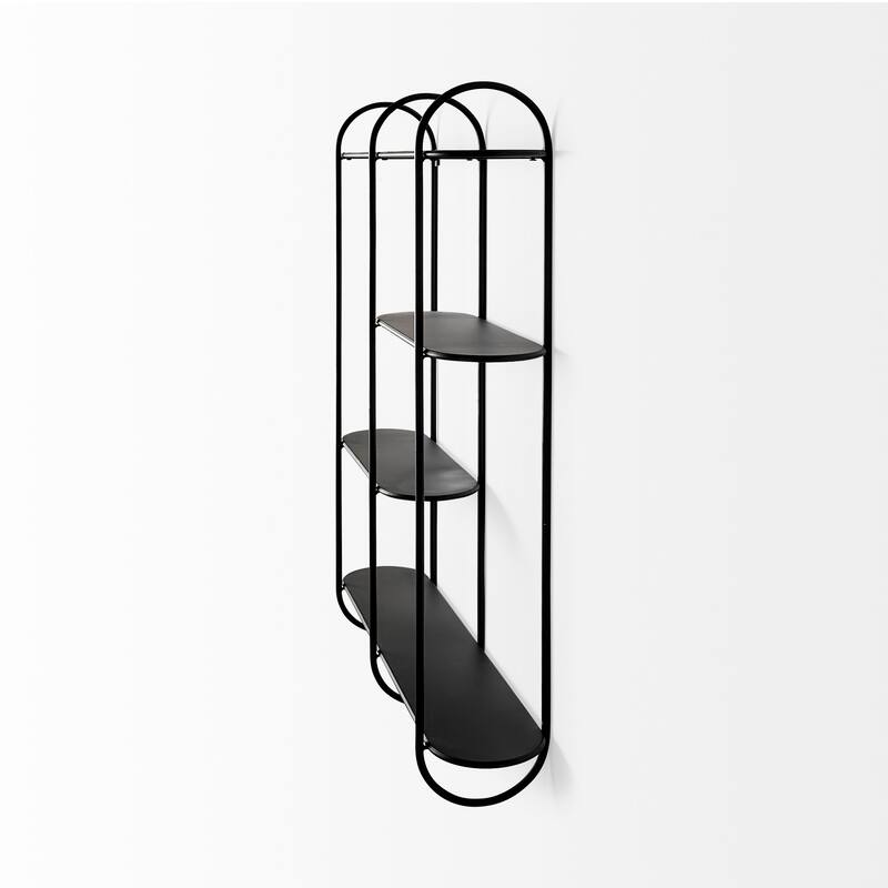 Decimus Black Metal Wall Mounted 3 Tiered Shelving Unit