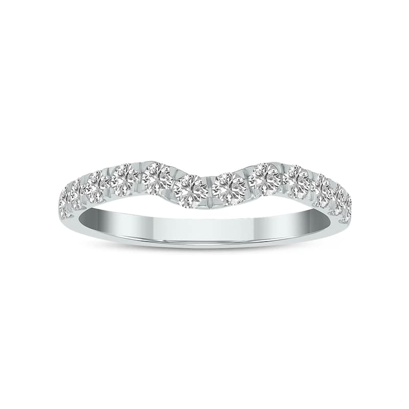 Marquee Jewels 5/8 Carat TW Round Lab Grown Diamond Wedding Band in 14K White Gold