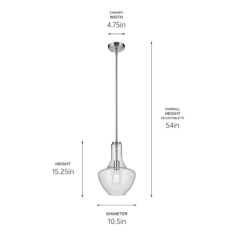 Kichler Lighting Everly 1-Light Bell Pendant Light with Seeded Glass