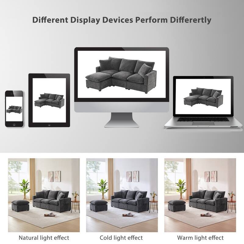 Modern Chenille Multi-Seat Sectional Sofa
