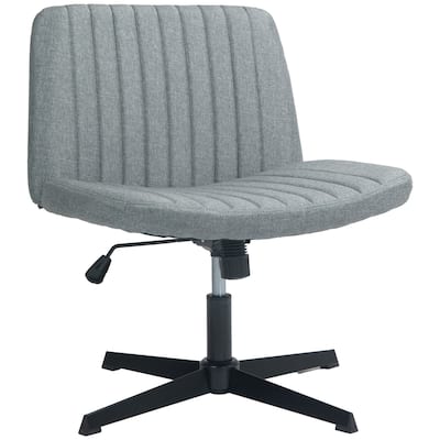 Criss Cross Chair with Wheels, Fabric Padded Armless Vanity Chair, Fabric Padded Task Chair with Adjustable Height - N/A
