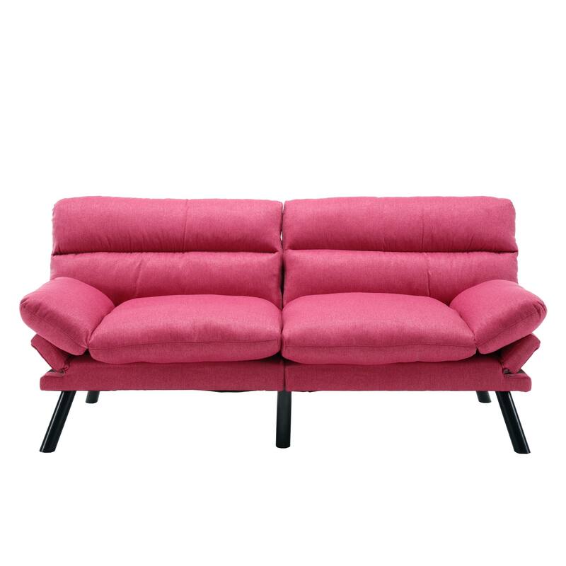 Thick cushion sofa, sofa bed, sleeper sofa with metal feet - Rose Red