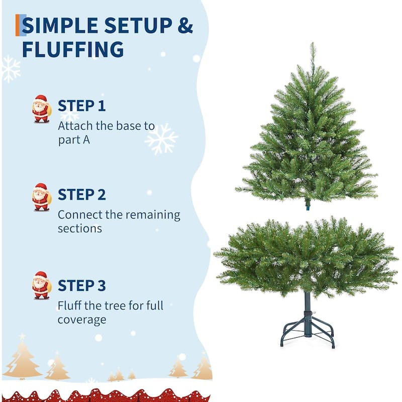 Prelit 4.5FT, Christmas Tree with 200 Lights 8 Modes Lights, Foldable Stand, On/Off Foot Pedal