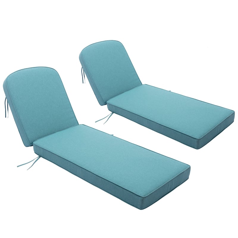 KINWELL Set of 2 Extra Thick Outdoor Chaise Lounge Cushions (5-inch Thick) - Green