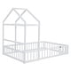 preview thumbnail 38 of 88, Wooden Floor Bed wFence Railings and Detachable House Shape Headboard Platform Bed, Kids Montessori Style Playhouse Frame Bed