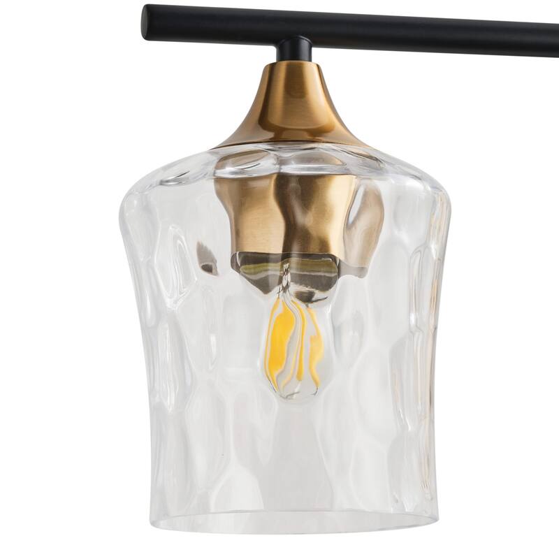 Brushed Gold 3-Light Bathroom Vanity Light with Clear Water Ripple Glass Shades