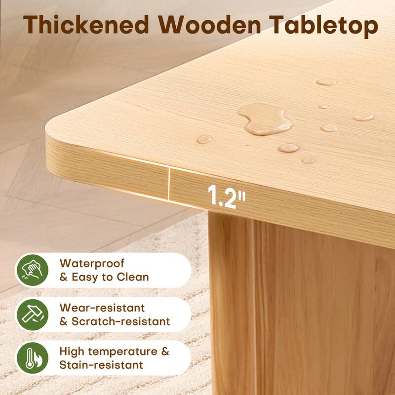 47-Inch Rectangular Center Coffee Table with Solid Pine Wood Legs - 47.24"L x 23.62"W x 17.13"H