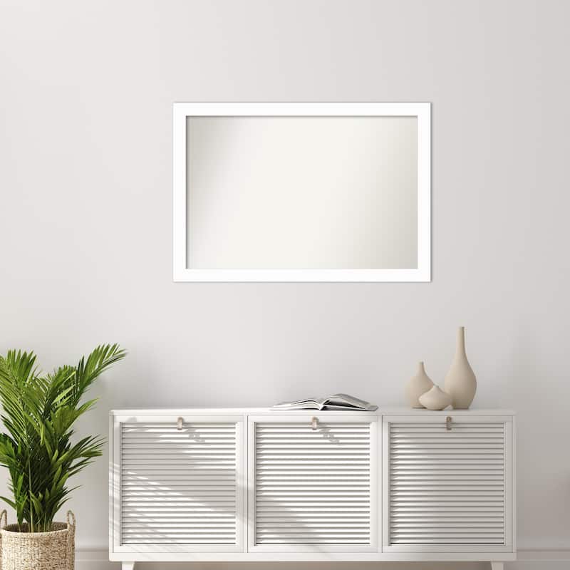 Basic Narrow Non-Beveled Wood Framed Wall Mirror
