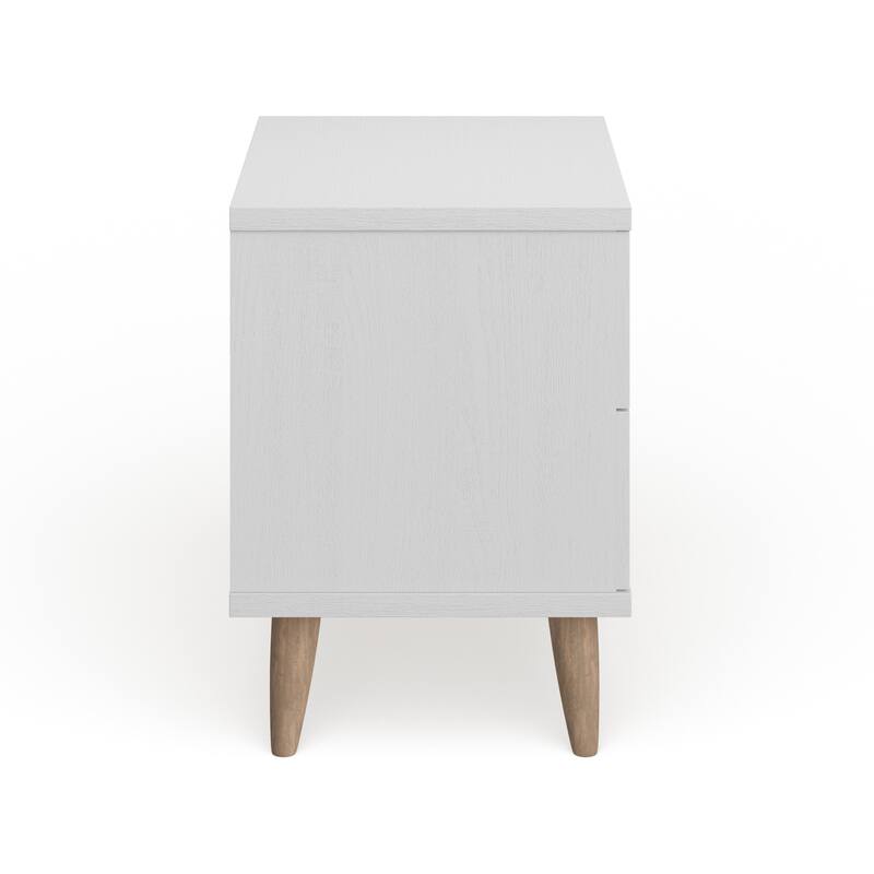 DH BASIC Scandinavian White 2-drawer Nightstand with Knobs by Denhour