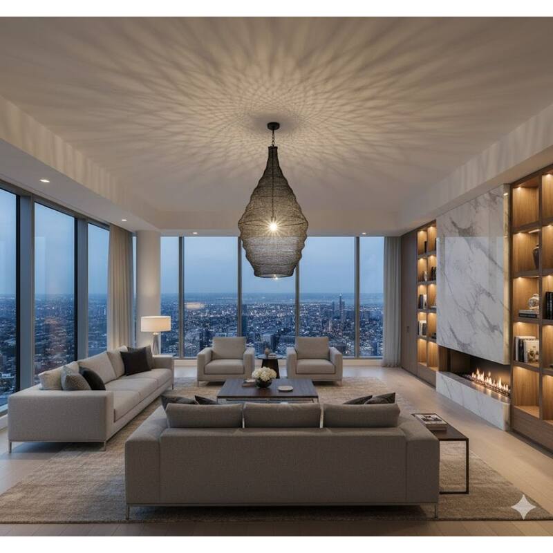 1-Light Satin Black Powder Coat Chain Basket Light