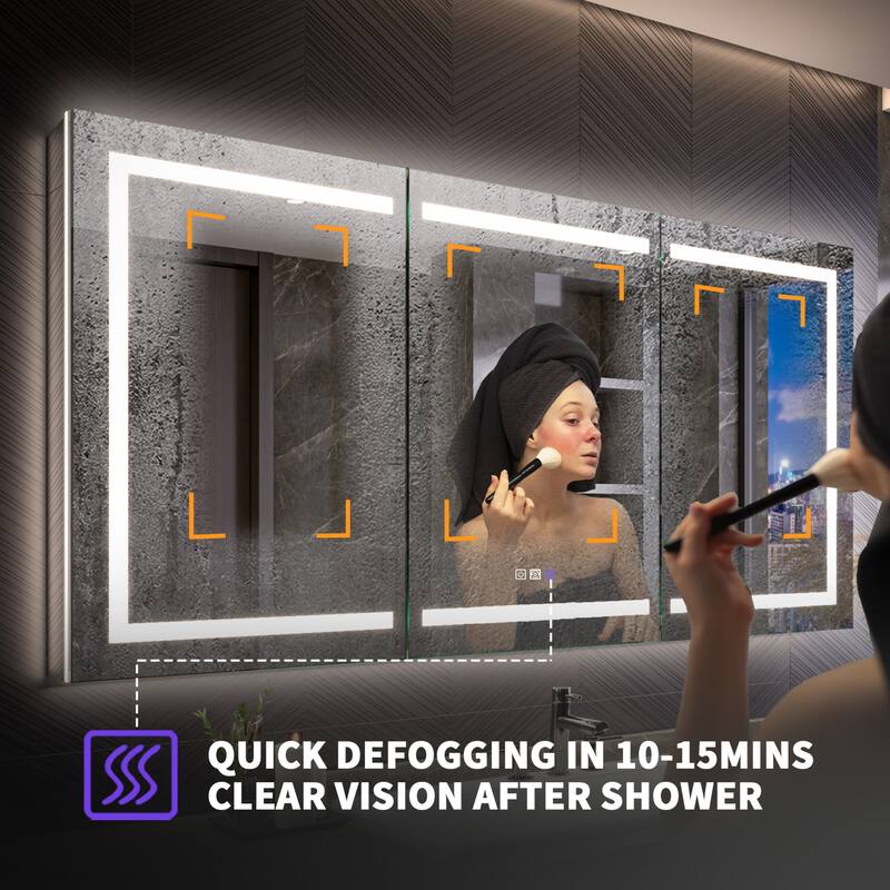 Modland 48"-72"W x 36"H Lighted Bathroom Medicine Cabinet with Backlit & Frontlit Modes,Anti-Fog