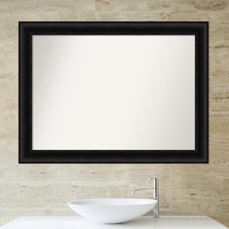 Non-Beveled Bathroom Wall Mirror - Parlor Black Frame