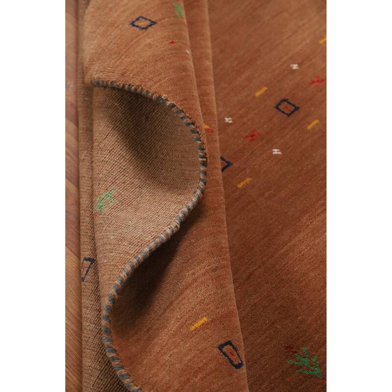 Hand Knotted Oriental 100% Wool Carpet Tribal Animal Pictorial Brown Gabbeh Area Rug - 5' 10'' X 4' 0''