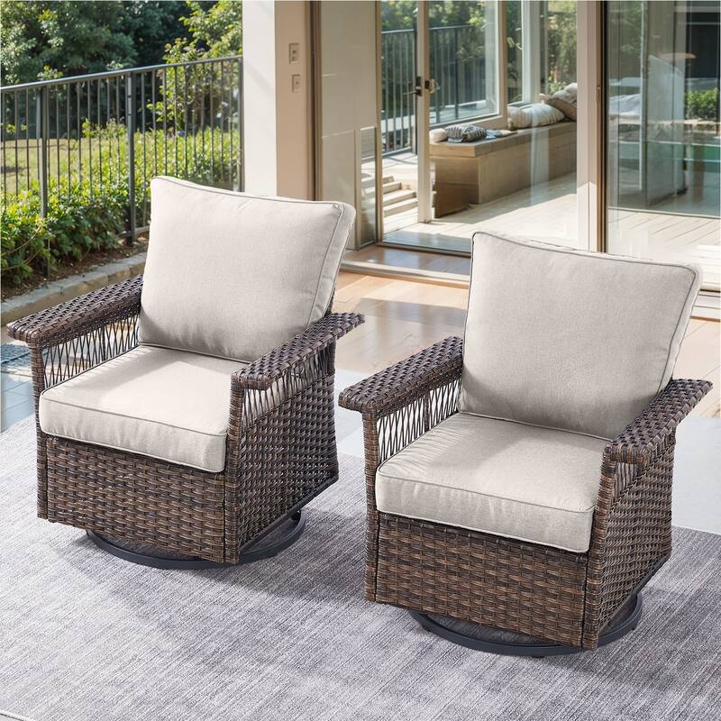 Gymojoy Outdoor Wicker Set of 2 Swivel Glider Chairs