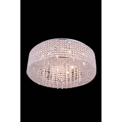 Amelie 10-Light 24 in. Chrome Flush Mount with Royal Cut Crystals - chrome (royal cut crystals) - chrome (royal cut crystals)