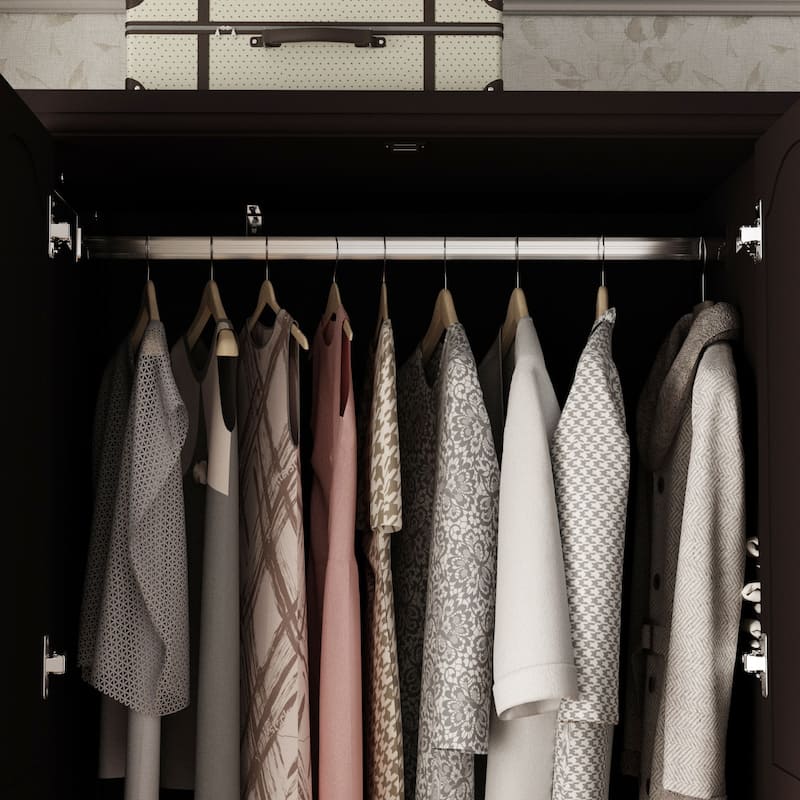 3-Door Wardrobe Armoire with Mirror, 70.9" Tall Freestanding Closet Cabinet Storage Wardrobe for Bedroom