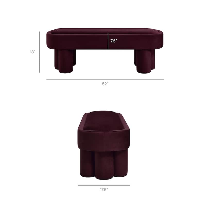 Mossi Oval Performance Velvet Accent Bench