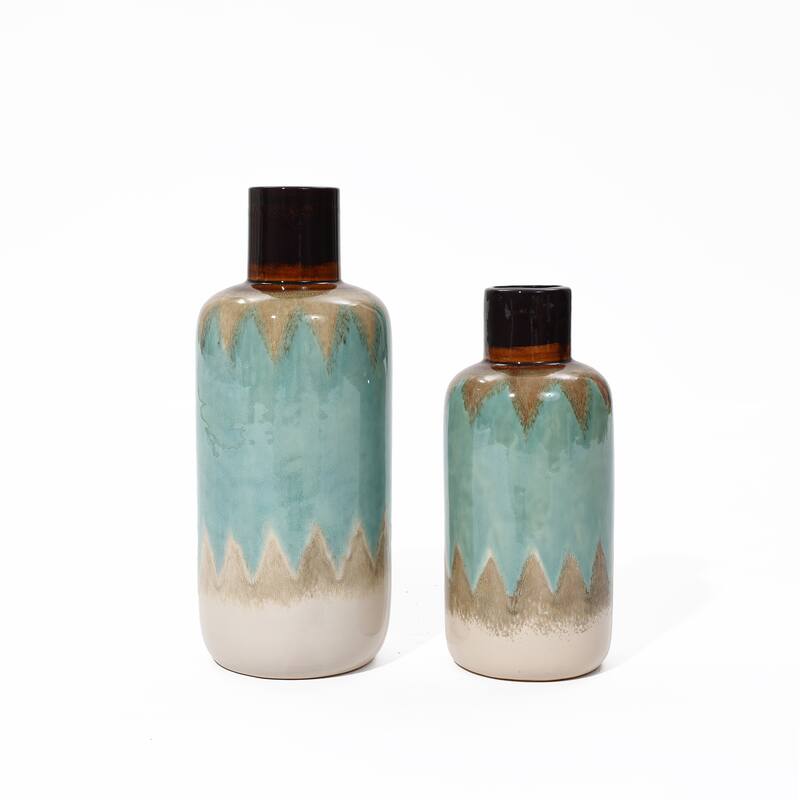 2-Piece Ocean Ombre Stoneware Vase Set