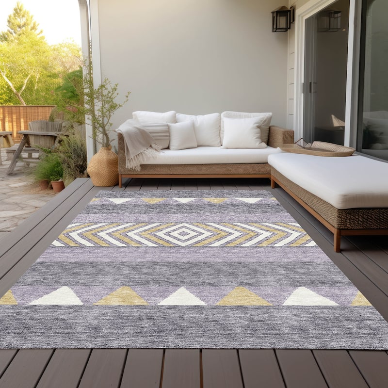 Machine Washable Indoor/ Outdoor Global Boho Chantille Rug - Lavender - 5' x 7'6"